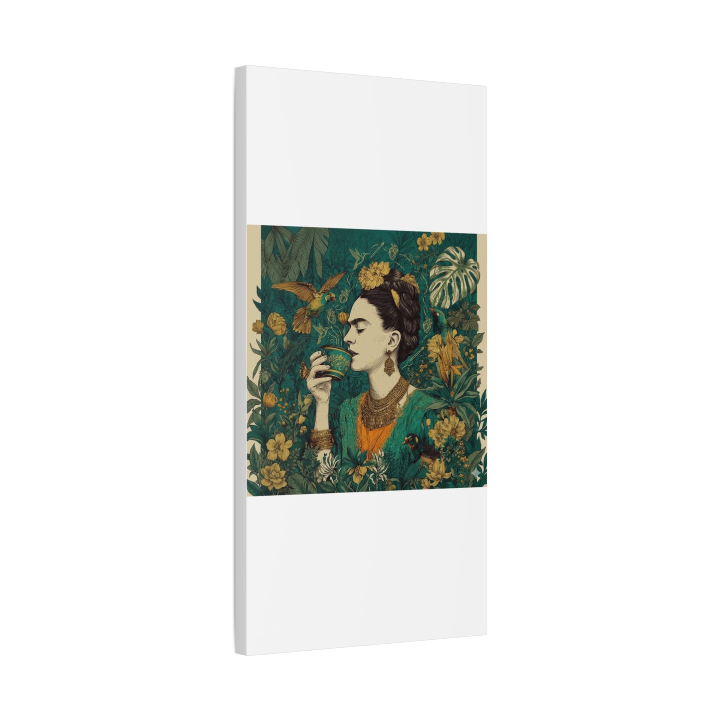 Frida Botanical Canvas Print — Vibrant Stretched Matte Wall Art