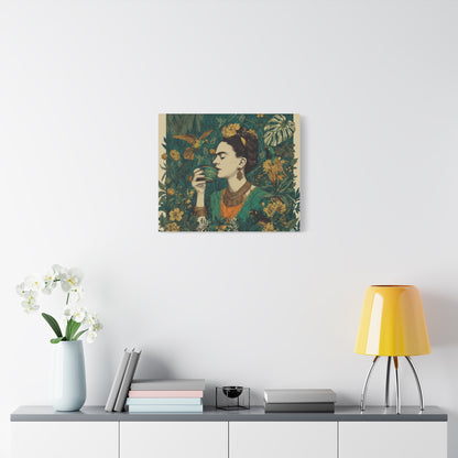 Frida Botanical Canvas Print — Vibrant Stretched Matte Wall Art