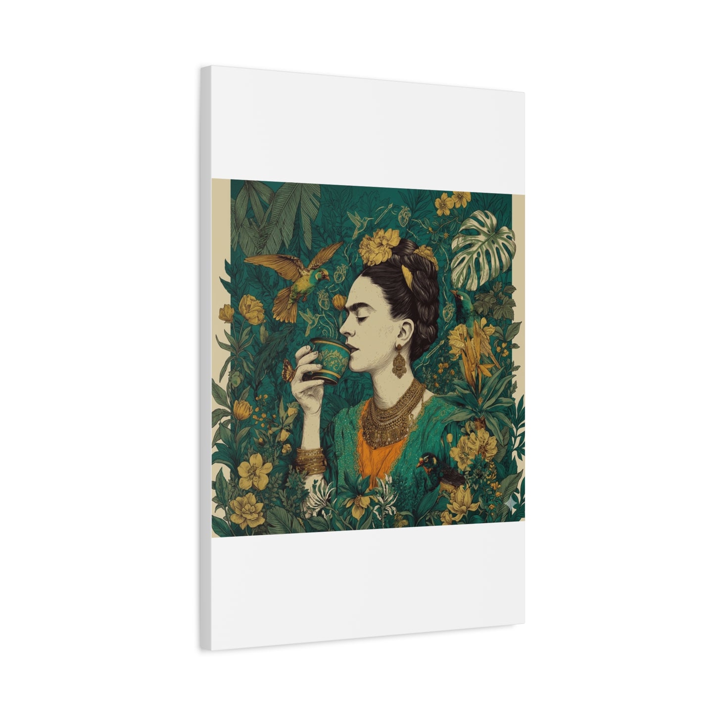 Frida Botanical Canvas Print — Vibrant Stretched Matte Wall Art