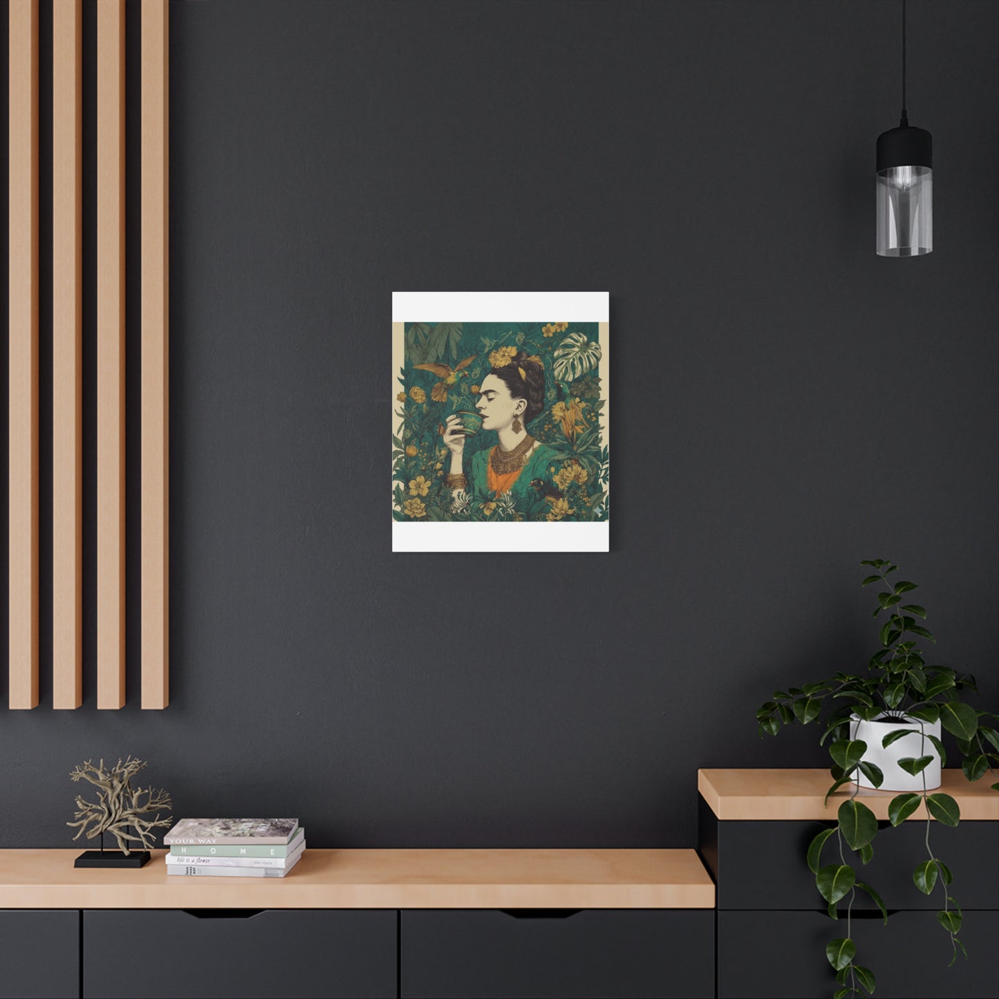 Frida Botanical Canvas Print — Vibrant Stretched Matte Wall Art