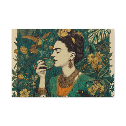 Frida Botanical Canvas Print — Vibrant Stretched Matte Wall Art
