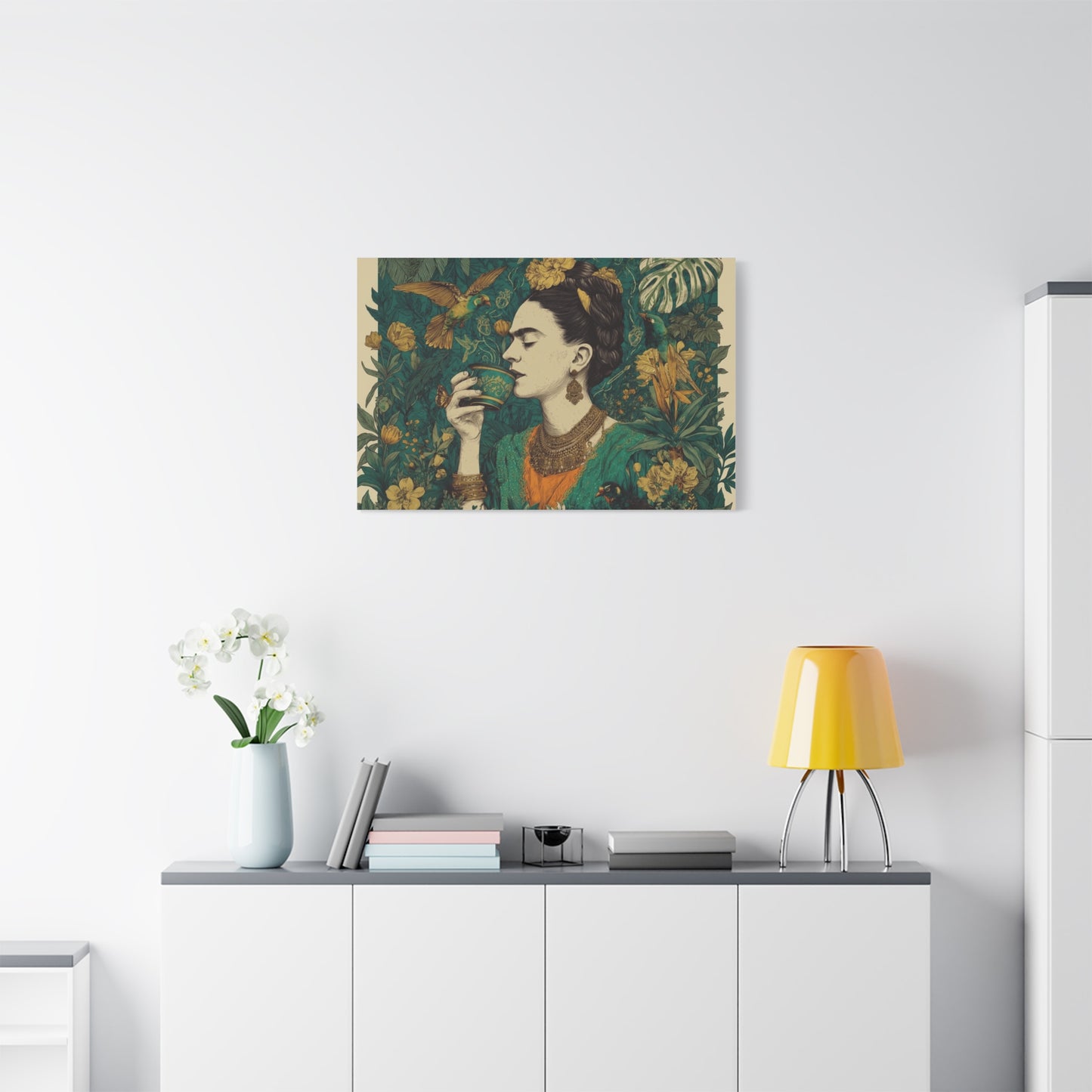 Frida Botanical Canvas Print — Vibrant Stretched Matte Wall Art